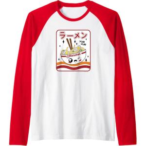 image:imageMaruchan Instant Lunch Kawaii Katakana Ramen Bowl Portrait Raglan Baseball TeeRedWhite