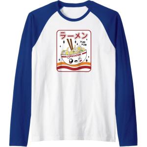 image:imageMaruchan Instant Lunch Kawaii Katakana Ramen Bowl Portrait Raglan Baseball TeeRoyal BlueWhite