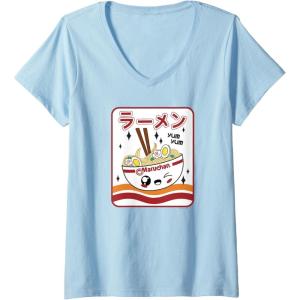 image:imageMaruchan Instant Lunch Kawaii Katakana Ramen Bowl Portrait VNeck TShirtBaby Blue
