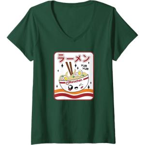 image:imageMaruchan Instant Lunch Kawaii Katakana Ramen Bowl Portrait VNeck TShirtDark Green