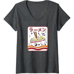 image:imageMaruchan Instant Lunch Kawaii Katakana Ramen Bowl Portrait VNeck TShirtDark Heather Grey