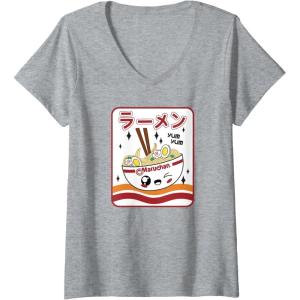 image:imageMaruchan Instant Lunch Kawaii Katakana Ramen Bowl Portrait VNeck TShirtHeather Grey