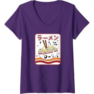 image:imageMaruchan Instant Lunch Kawaii Katakana Ramen Bowl Portrait VNeck TShirtPurple