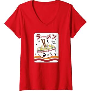 image:imageMaruchan Instant Lunch Kawaii Katakana Ramen Bowl Portrait VNeck TShirtRed