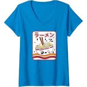 image:imageMaruchan Instant Lunch Kawaii Katakana Ramen Bowl Portrait VNeck TShirtSapphire Blue