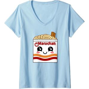 image:imageMaruchan Instant Lunch Kawaii Ramen Cup Logo VNeck TShirtBaby Blue