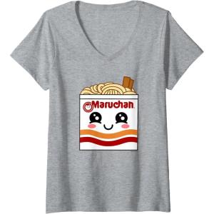 image:imageMaruchan Instant Lunch Kawaii Ramen Cup Logo VNeck TShirtHeather Grey