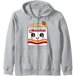 image:imageMaruchan Instant Lunch Kawaii Ramen Cup Logo Zip HoodieHeather Grey