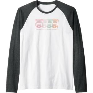 image:imageMaruchan Instant Lunch Multi Cups Colorful Line Art Raglan Baseball TeeDark Heather GreyWhite
