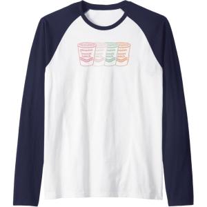 image:imageMaruchan Instant Lunch Multi Cups Colorful Line Art Raglan Baseball TeeNavy BlueWhite