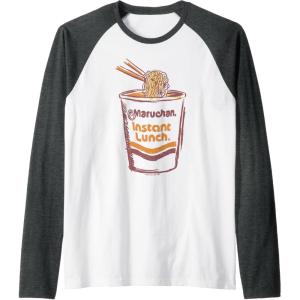 image:imageMaruchan Instant Lunch Ramen Cup Art Logo Raglan Baseball TeeDark Heather GreyWhite