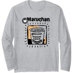 image:imageMaruchan Instant Lunch Ramen Cup Crayon Drawing Logo Long Sleeve TShirtHeather Grey