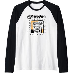 image:imageMaruchan Instant Lunch Ramen Cup Crayon Drawing Logo Raglan Baseball TeeBlackWhite