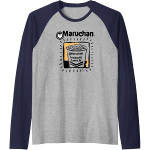 image:imageMaruchan Instant Lunch Ramen Cup Crayon Drawing Logo Raglan Baseball TeeNavy BlueAthletic Heather
