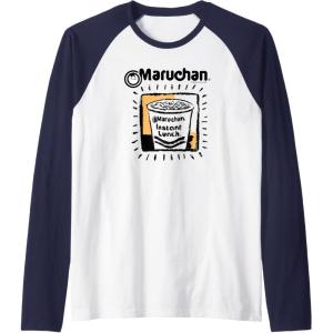 image:imageMaruchan Instant Lunch Ramen Cup Crayon Drawing Logo Raglan Baseball TeeNavy BlueWhite