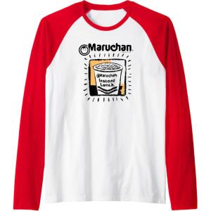 image:imageMaruchan Instant Lunch Ramen Cup Crayon Drawing Logo Raglan Baseball TeeRedWhite