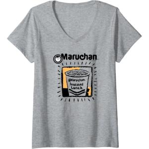 image:imageMaruchan Instant Lunch Ramen Cup Crayon Drawing Logo VNeck TShirtHeather Grey