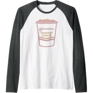 image:imageMaruchan Instant Lunch Ramen Cup Distressed Logo Raglan Baseball TeeDark Heather GreyWhite