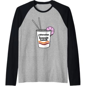 image:imageMaruchan Instant Lunch Ramen Cup Drawing Shrimp Logo Raglan Baseball TeeBlackAthletic Heather