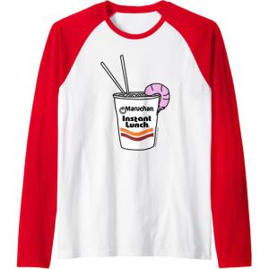 image:imageMaruchan Instant Lunch Ramen Cup Drawing Shrimp Logo Raglan Baseball TeeRedWhite