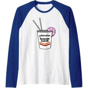 image:imageMaruchan Instant Lunch Ramen Cup Drawing Shrimp Logo Raglan Baseball TeeRoyal BlueWhite