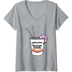 image:imageMaruchan Instant Lunch Ramen Cup Drawing Shrimp Logo VNeck TShirtHeather Grey