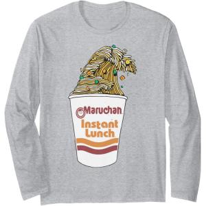 image:imageMaruchan Instant Lunch Ramen Cup Noodle Wave Logo Long Sleeve TShirtHeather Grey