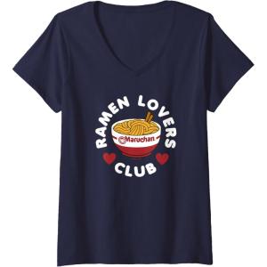 image:imageMaruchan Instant Lunch Ramen Lovers Club Cute Logo VNeck TShirtNavy Blue