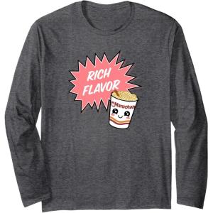 image:imageMaruchan Instant Lunch Rich Flavor Cute Noodle Cup Logo Long Sleeve TShirtDark Heather Grey