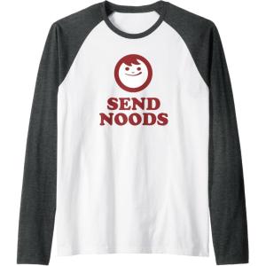 image:imageMaruchan Instant Lunch Send Noods Happy Face Logo Raglan Baseball TeeDark Heather GreyWhite