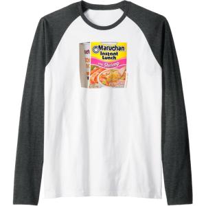 image:imageMaruchan Instant Lunch Shrimp Flavor Package Noodle Cup Raglan Baseball TeeDark Heather GreyWhite