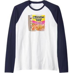 image:imageMaruchan Instant Lunch Shrimp Flavor Package Noodle Cup Raglan Baseball TeeNavy BlueWhite