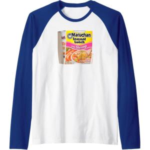 image:imageMaruchan Instant Lunch Shrimp Flavor Package Noodle Cup Raglan Baseball TeeRoyal BlueWhite