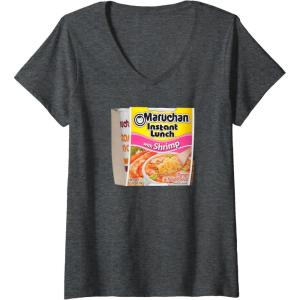 image:imageMaruchan Instant Lunch Shrimp Flavor Package Noodle Cup VNeck TShirtDark Heather Grey