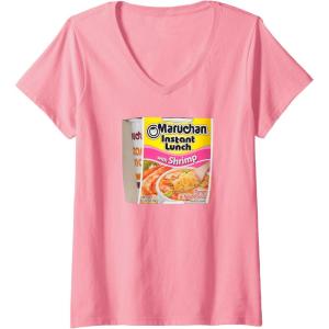 image:imageMaruchan Instant Lunch Shrimp Flavor Package Noodle Cup VNeck TShirtPink