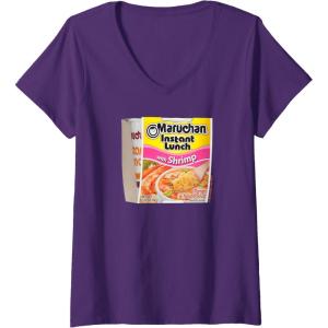 image:imageMaruchan Instant Lunch Shrimp Flavor Package Noodle Cup VNeck TShirtPurple