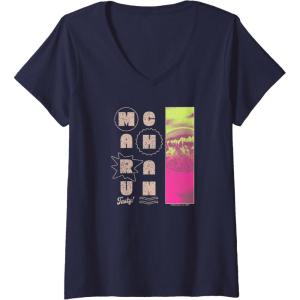 image:imageMaruchan Instant Lunch Tasty Neon Picture Retro Poster VNeck TShirtNavy Blue