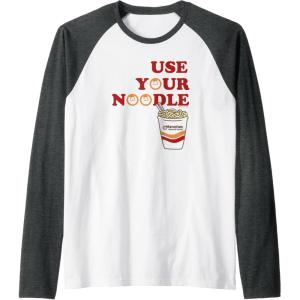 image:imageMaruchan Instant Lunch Use Your Noodle Cup Logo Raglan Baseball TeeDark Heather GreyWhite