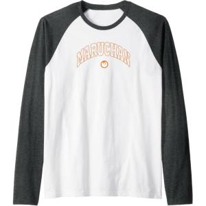 image:imageMaruchan Instant Lunch Varsity Style Font Classic Logo Raglan Baseball TeeDark Heather GreyWhite
