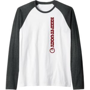 image:imageMaruchan Keep It Cozy Vertical Text Logo Raglan Baseball TeeDark Heather GreyWhite