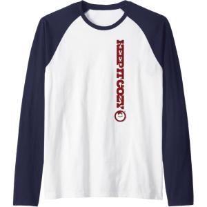 image:imageMaruchan Keep It Cozy Vertical Text Logo Raglan Baseball TeeNavy BlueWhite