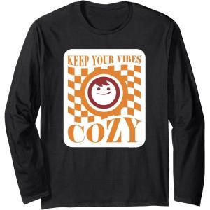 image:imageMaruchan Keep Your Vibes Cozy Checker Smiley Face Logo Long Sleeve TShirtBlack