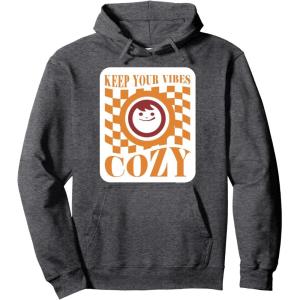 image:imageMaruchan Keep Your Vibes Cozy Checker Smiley Face Logo Pullover HoodieDark Heather Grey