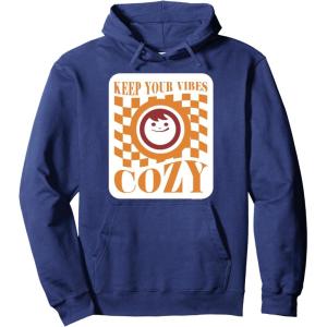 image:imageMaruchan Keep Your Vibes Cozy Checker Smiley Face Logo Pullover HoodieNavy Blue