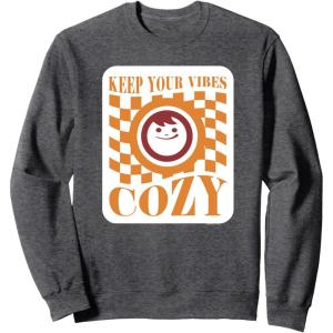 image:imageMaruchan Keep Your Vibes Cozy Checker Smiley Face Logo SweatshirtDark Heather Grey