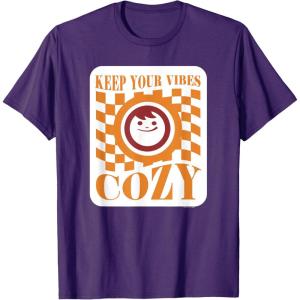 image:imageMaruchan Keep Your Vibes Cozy Checker Smiley Face Logo TShirtPurple
