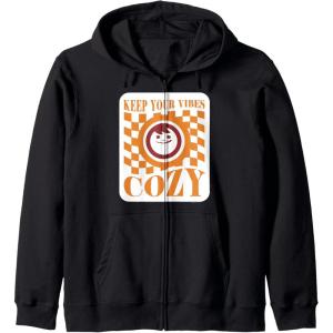 image:imageMaruchan Keep Your Vibes Cozy Checker Smiley Face Logo Zip HoodieBlack