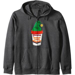 image:imageMaruchan Ramen Cup Christmas Elf Hat Zip HoodieDark Heather Grey