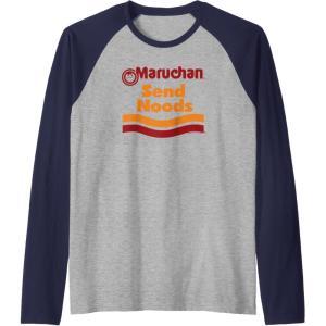image:imageMaruchan Ramen Cup Send Noods Logo Raglan Baseball TeeNavy BlueAthletic Heather