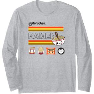 image:imageMaruchan Ramen Cute Anime Faces Logo Long Sleeve TShirtHeather Grey